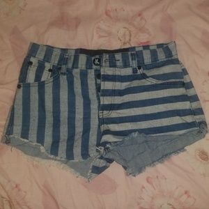 Stripped jean shorts